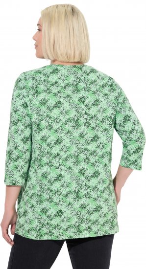 Ulla Popken Graphic Flower A-Line 3/4 Sleeve Tee Apple Green - Marškinėliai - 