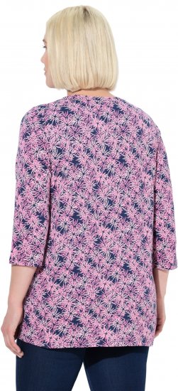 Ulla Popken Graphic Flower A-Line 3/4 Sleeve Tee Pink - Marškinėliai - 
