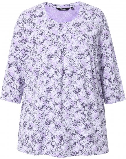Ulla Popken Graphic Flower A-Line 3/4 Sleeve Tee Lavender - Marškinėliai - 