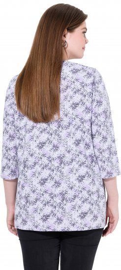 Ulla Popken Graphic Flower A-Line 3/4 Sleeve Tee Lavender - Marškinėliai - 