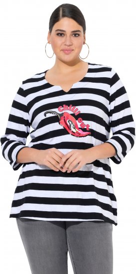 Ulla Popken Chilli Pepper Sequined 3/4 Sleeve Graphic Tee Black - Marškinėliai - 