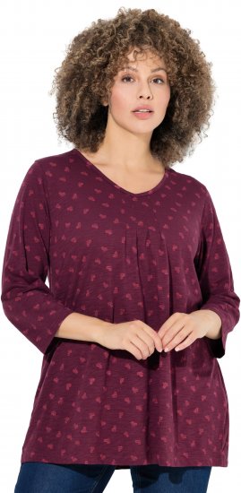 Ulla Popken Flower Print 3/4 Sleeve Tee Dark Ruby - Marškinėliai - 
