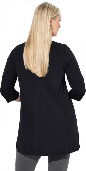Ulla Popken Ho Ho Ho 3/4 Sleeve Graphic Tunic Tee Black - Marškinėliai - 