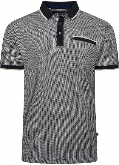 Kam Jeans 5525 Raised Dobby Fabric Polo with Tipping Black - Polo marškinėliai - Polo marškinėliai - 2XL-8XL