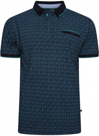 Kam Jeans 5527 AOP Pique Polo with Tipping on Collar/Cuffs Navy - Polo marškinėliai - Polo marškinėliai - 2XL-8XL