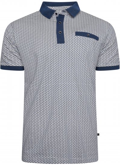 Kam Jeans 5528 AOP Print with Jacquard Collar/Cuffs Polo Navy - Polo marškinėliai - Polo marškinėliai - 2XL-8XL