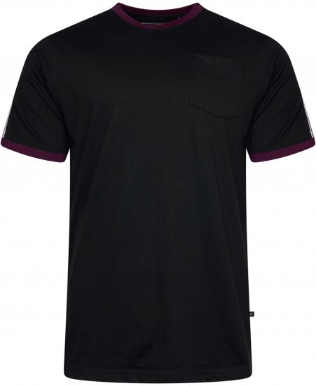 Kam Jeans 5781 Ringer Tee with Shoulder Tape Black - Marškinėliai - Marškinėliai - 2XL-14XL