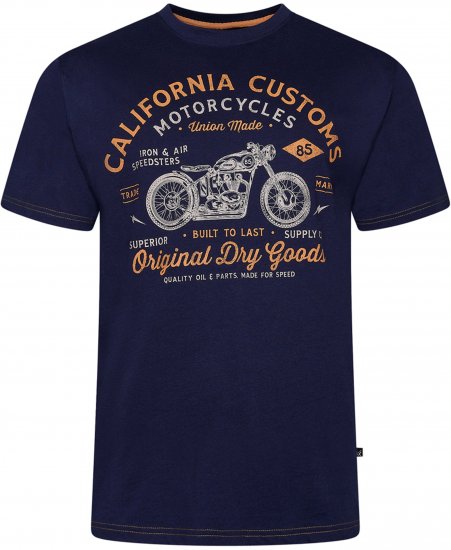 Kam Jeans 5787 California Customs Print Tee Navy - Marškinėliai - Marškinėliai - 2XL-14XL