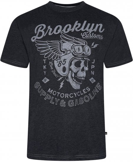 Kam Jeans 5788 Brooklyn Motorcycle Skull Print Tee Black - Marškinėliai - Marškinėliai - 2XL-14XL