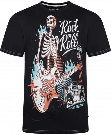 Kam Jeans 5791 Rock N Roll Skull Print Tee Black - Marškinėliai - Marškinėliai - 2XL-14XL
