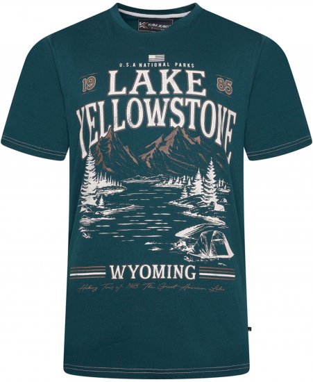 Kam Jeans 5792 Lake Yellowstone Print Tee Dark Sea - Marškinėliai - Marškinėliai - 2XL-14XL