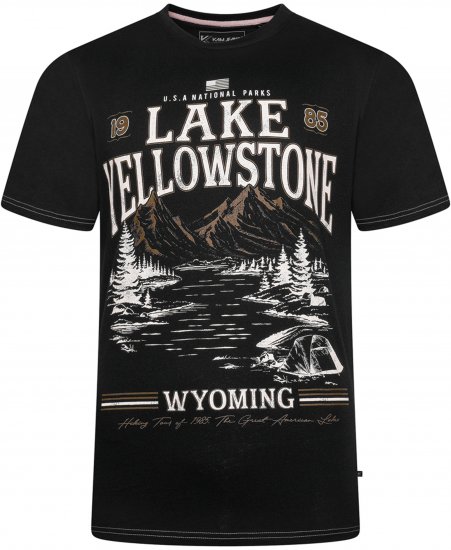 Kam Jeans 5792 Lake Yellowstone Print Tee Black - Marškinėliai - Marškinėliai - 2XL-14XL