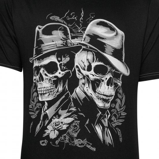 Kam Jeans 5796 Twin Gentleman Skull Print Tee Black - Marškinėliai - Marškinėliai - 2XL-14XL