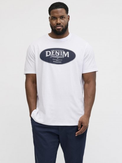 Jack & Jones Dover Denim O-Neck T-Shirt White - Marškinėliai - Marškinėliai - 2XL-14XL