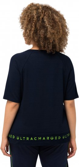 Ulla Popken Classic Fit Half-Sleeve Crew Neck T-shirt With Hem Inscription Navy Blue - Spausdinti marškinėliai moterims - 