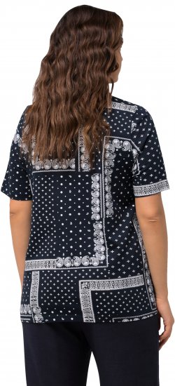 Ulla Popken Paisley A-Line Short Sleeve Tee Navy Blue - Spausdinti marškinėliai moterims - 