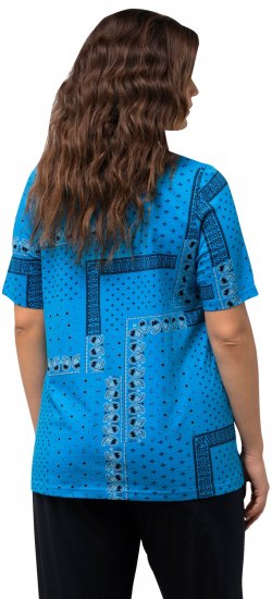 Ulla Popken Paisley A-Line Short Sleeve Tee Sapphire Blue - Spausdinti marškinėliai moterims - 