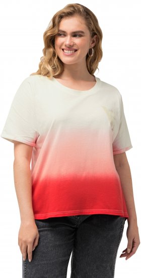 Ulla Popken Dip Dyed Short Sleeve Logo Tee Off-White - Spausdinti marškinėliai moterims - 