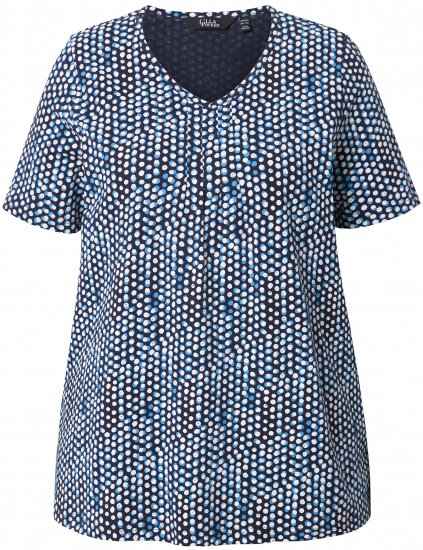 Ulla Popken So Many Dots Tee Navy Blue - Spausdinti marškinėliai moterims - 