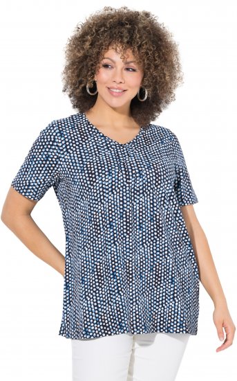 Ulla Popken So Many Dots Tee Navy Blue - Spausdinti marškinėliai moterims - 