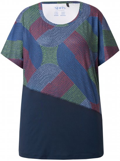 Ulla Popken Quick Drying Geometric Print Short Sleeve Tee Navy Blue - Spausdinti marškinėliai moterims - 