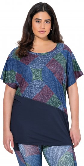 Ulla Popken Quick Drying Geometric Print Short Sleeve Tee Navy Blue - Spausdinti marškinėliai moterims - 