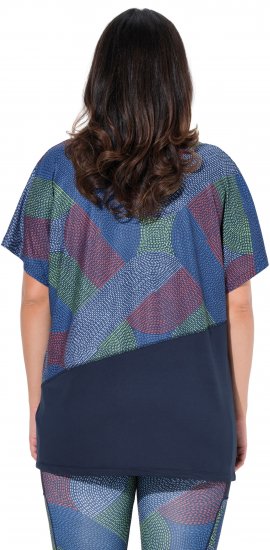 Ulla Popken Quick Drying Geometric Print Short Sleeve Tee Navy Blue - Spausdinti marškinėliai moterims - 