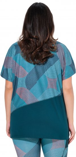 Ulla Popken Quick Drying Geometric Print Short Sleeve Tee Dark Petrol - Spausdinti marškinėliai moterims - 