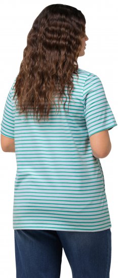 Ulla Popken Palm Tree Embroidered Tee Turquoise Green - Spausdinti marškinėliai moterims - 