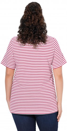 Ulla Popken Palm Tree Embroidered Tee Dark Raspberry - Spausdinti marškinėliai moterims - 