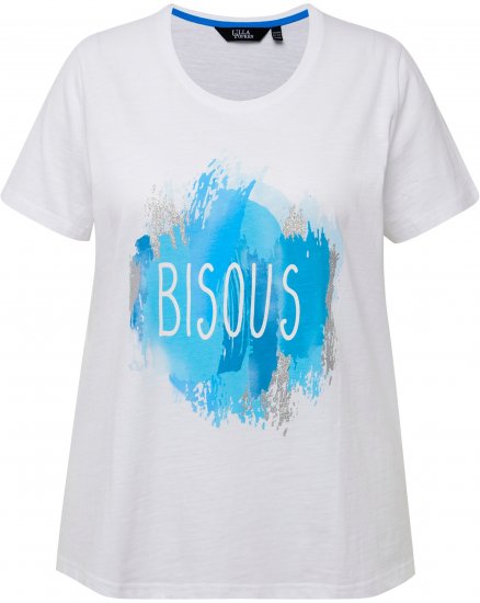 Ulla Popken BISOUS Short Sleeve Graphic Tee Snow White - Spausdinti marškinėliai moterims - 
