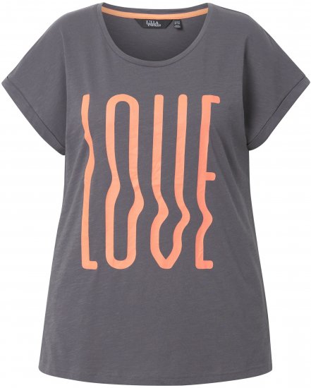 Ulla Popken LOVE Short Sleeve Graphic Tee Graphite Grey - Spausdinti marškinėliai moterims - 