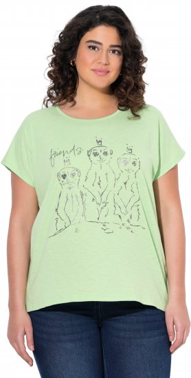 Ulla Popken Metallic Animal Cap Sleeve Graphic Tee Green - Spausdinti marškinėliai moterims - 