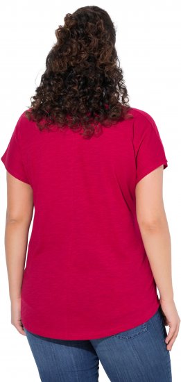 Ulla Popken Metallic Animal Cap Sleeve Graphic Tee Dark Raspberry - Spausdinti marškinėliai moterims - 