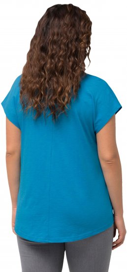 Ulla Popken Metallic Animal Cap Sleeve Graphic Tee Sapphire Blue - Spausdinti marškinėliai moterims - 