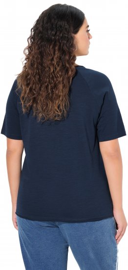Ulla Popken TRUE Lettering Short Sleeve Tee Navy Blue - Spausdinti marškinėliai moterims - 