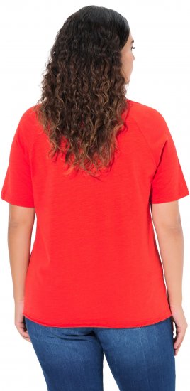 Ulla Popken TRUE Lettering Short Sleeve Tee Neon Red - Spausdinti marškinėliai moterims - 