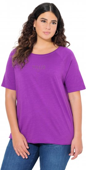 Ulla Popken TRUE Lettering Short Sleeve Tee Purple - Spausdinti marškinėliai moterims - 