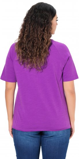 Ulla Popken TRUE Lettering Short Sleeve Tee Purple - Spausdinti marškinėliai moterims - 