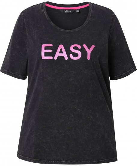 Ulla Popken Easy Short Sleeve Acid Wash Graphic Tee Black - Spausdinti marškinėliai moterims - 