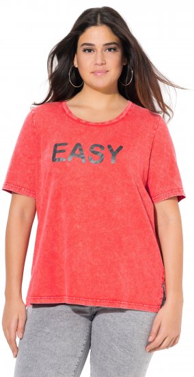 Ulla Popken Easy Short Sleeve Acid Wash Graphic Tee Light Red - Spausdinti marškinėliai moterims - 