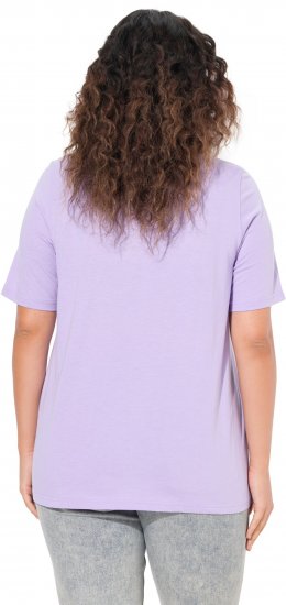 Ulla Popken Metallic Feather Short Sleeve Graphic Tee Lavender - Spausdinti marškinėliai moterims - 