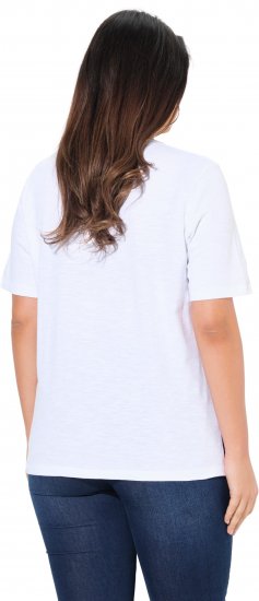 Ulla Popken Flocked Short Sleeve Graphic Tee Snow White - Spausdinti marškinėliai moterims - 