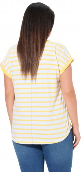 Ulla Popken Striped Short Sleeve Citrus Graphic Tee Sun Yellow - Spausdinti marškinėliai moterims - 