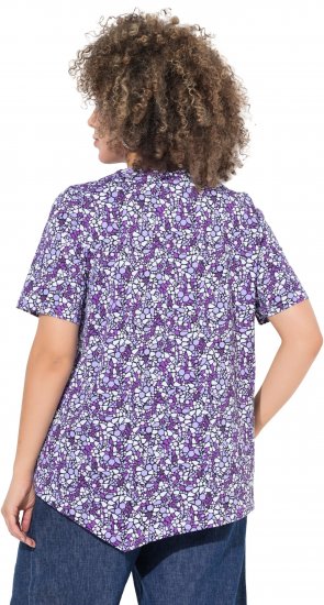 Ulla Popken Floral Pointed Hem Short Sleeve Tee Purple - Spausdinti marškinėliai moterims - 