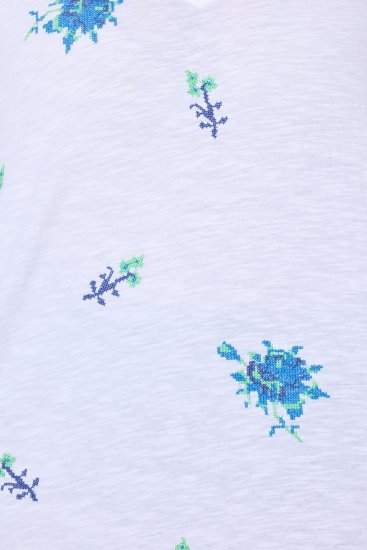 Ulla Popken Cross Stitch Short Sleeve Tee Snow White - Spausdinti marškinėliai moterims - Marškinėliai su raštais moterims