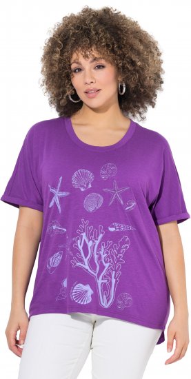 Ulla Popken Marine Print Short Sleeve Tee Purple - Spausdinti marškinėliai moterims - 