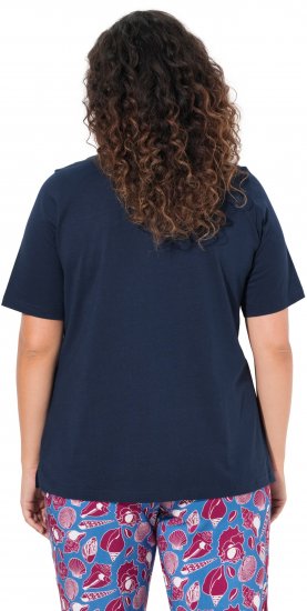 Ulla Popken Shell Picker Club Short Sleeve Graphic Tee Navy - Spausdinti marškinėliai moterims - 