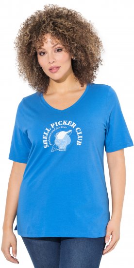Ulla Popken Shell Picker Club Short Sleeve Graphic Tee Teal Blue - DRABUŽIAI MOTERIMS 40-66 - 