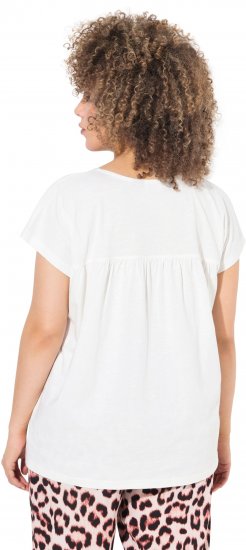 Ulla Popken Free Spirit Butterfly Cap Sleeve Graphic Tee Off-White - Spausdinti marškinėliai moterims - 